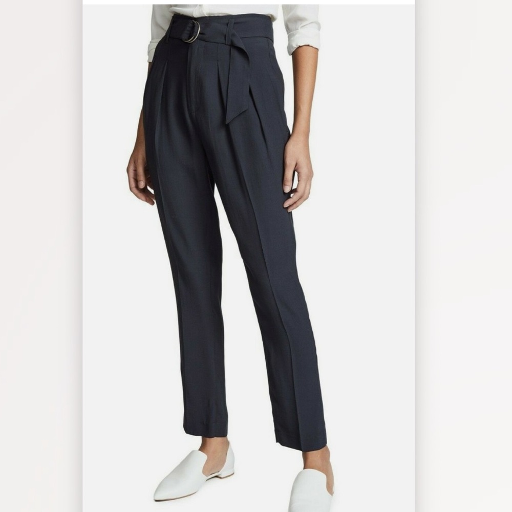 Joie Ianna Pleated Ankle Straight Leg Belted Women Pants In Caviar Sz 2 NWT - - Picture 3 of 15